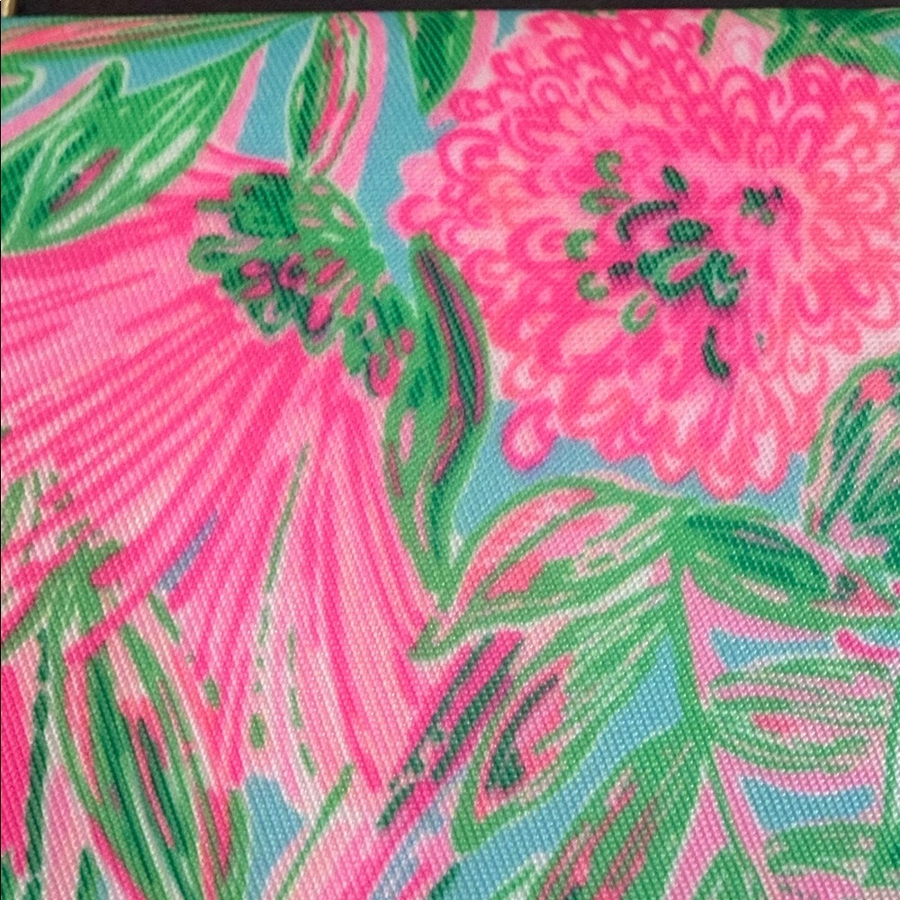 Lilly Pulitzer Pink and Green Wristlet with Gold Accents, Delta Zeta Colors - Picture 4 of 8